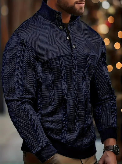 DAWSON | LONG SLEEVE HENLEY SWEATER WITH STRIPES