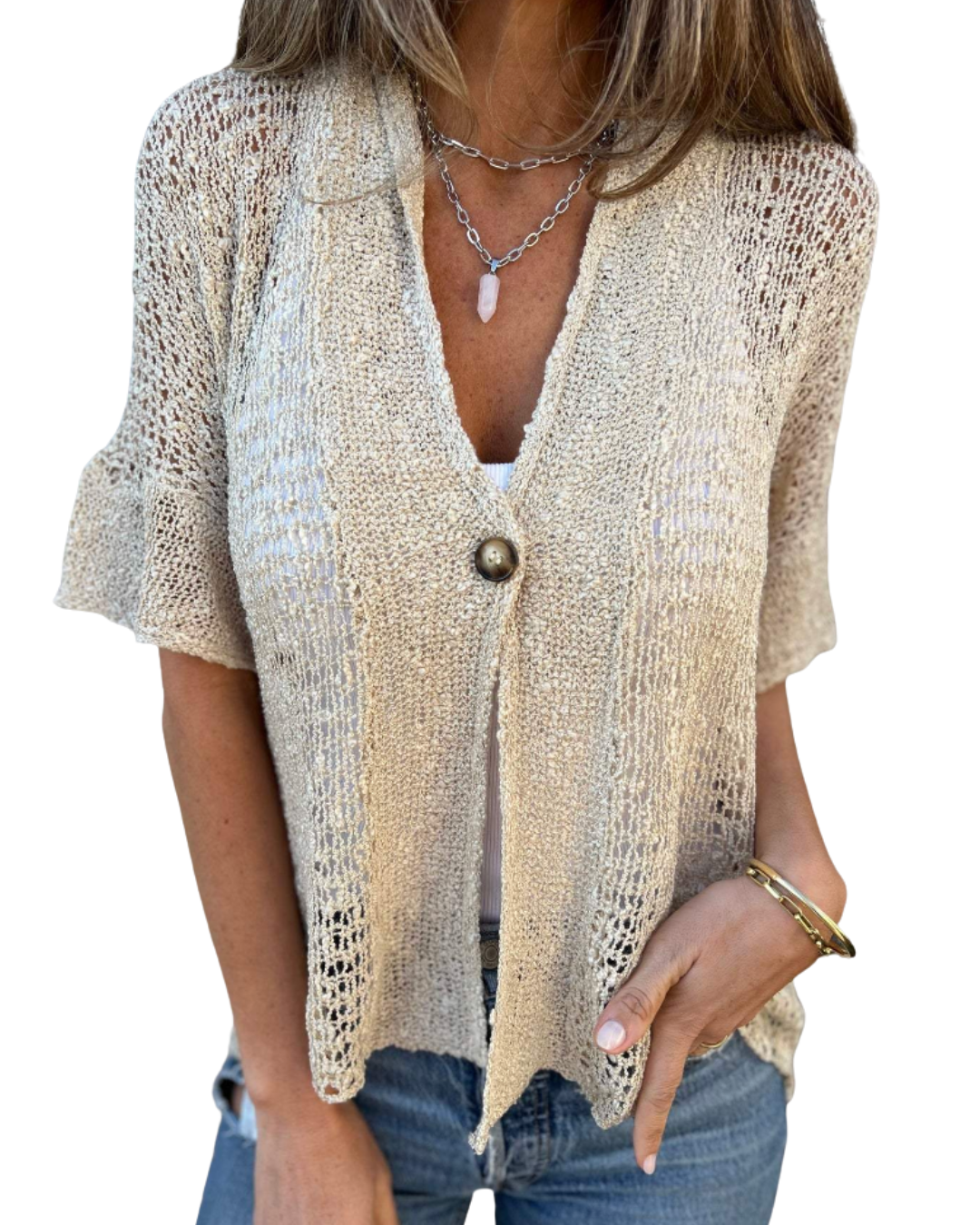 Kamila | Elegant Textured V-Neck Knit Top