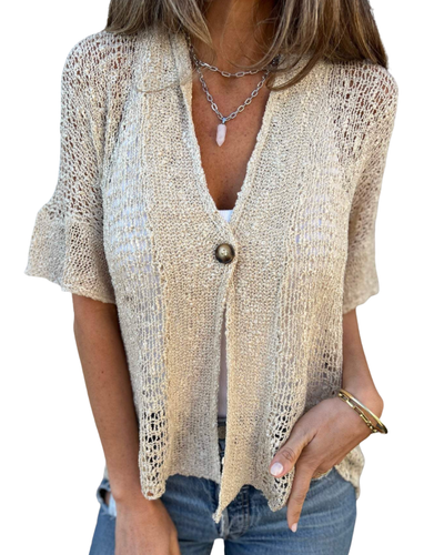 Kamila | Elegant Textured V-Neck Knit Top