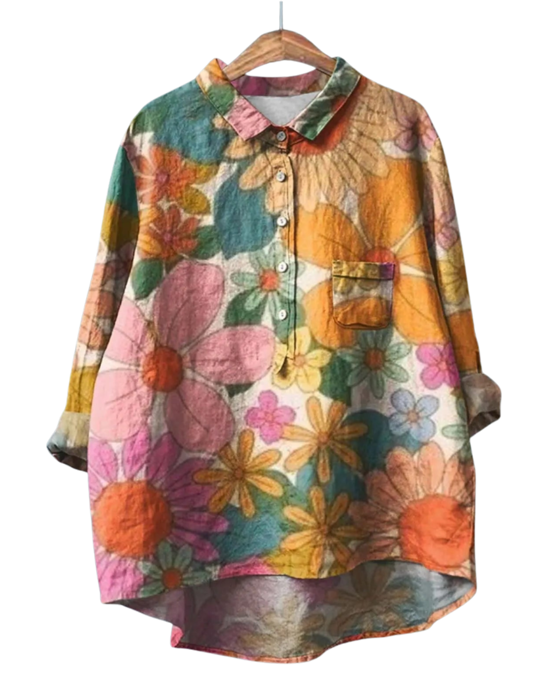 Hannah | Floral Print Cotton Linen Blouse