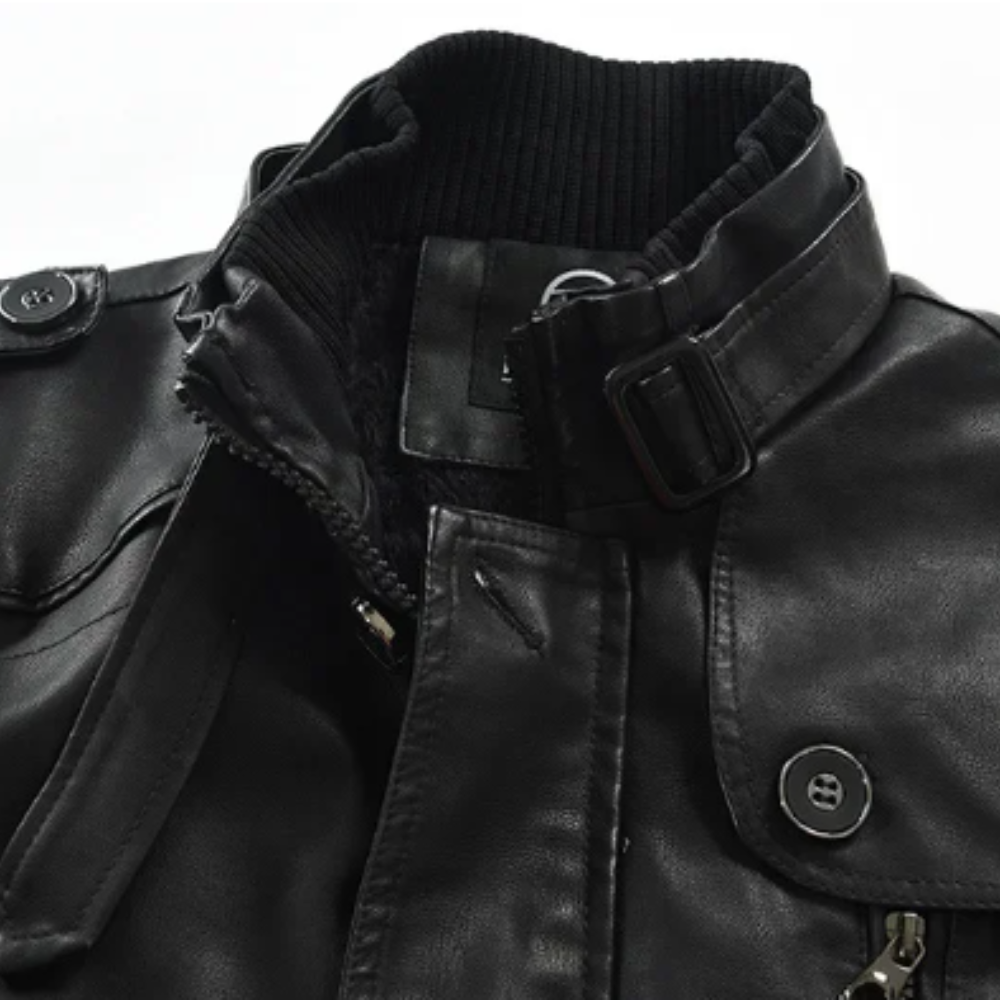 Pieter | Elegant Long Leather Biker Jacket