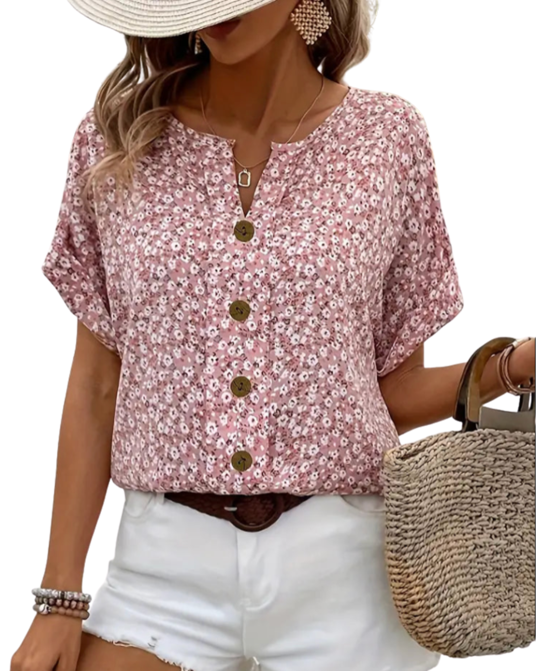 Alira | V-Neck Casual Button T-Shirt