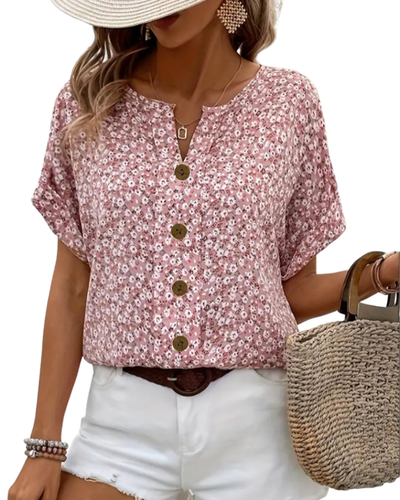 Alira | V-Neck Casual Button T-Shirt