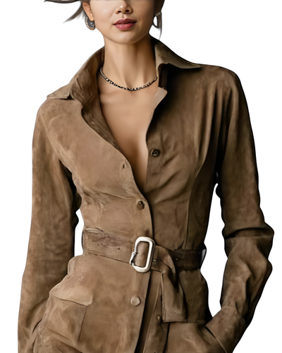 Betty | Camel Belted Robe Dress