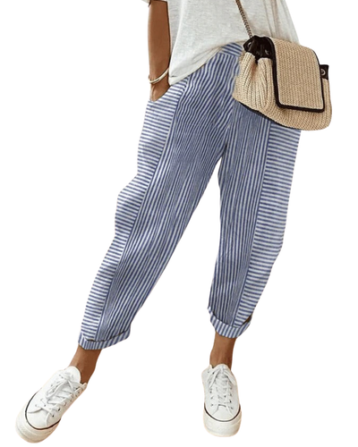 Celia | Classic Striped Cotton Trousers