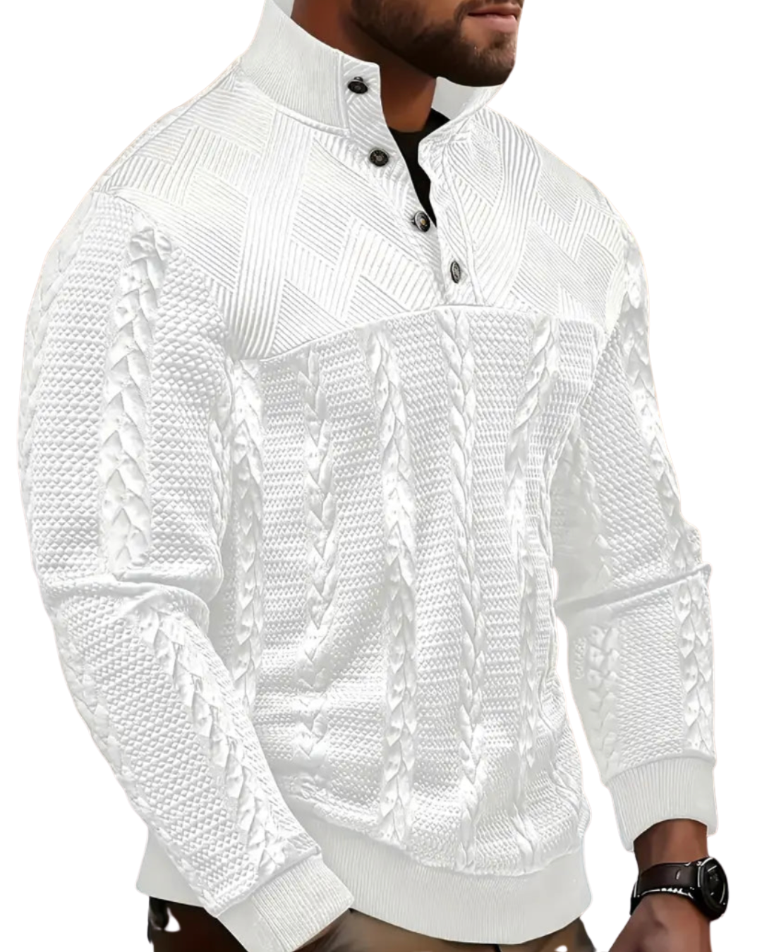 DAWSON | LONG SLEEVE HENLEY SWEATER WITH STRIPES
