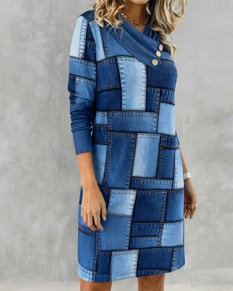 Sigrid | Denim Patchwork Winter Dress