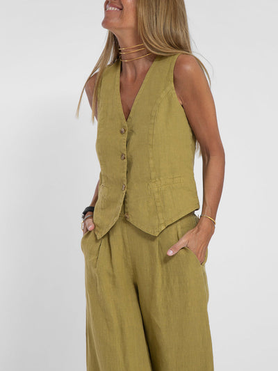 Jessica | Buttoned Vest & Wide-Leg Trousers Set