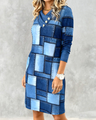 Sigrid | Denim Patchwork Winter Dress