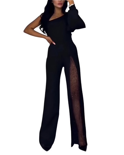 Artemis | Elegant one-shoulder jumpsuit with glitter detail