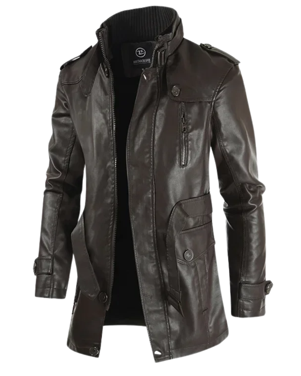 Pieter | Elegant Long Leather Biker Jacket