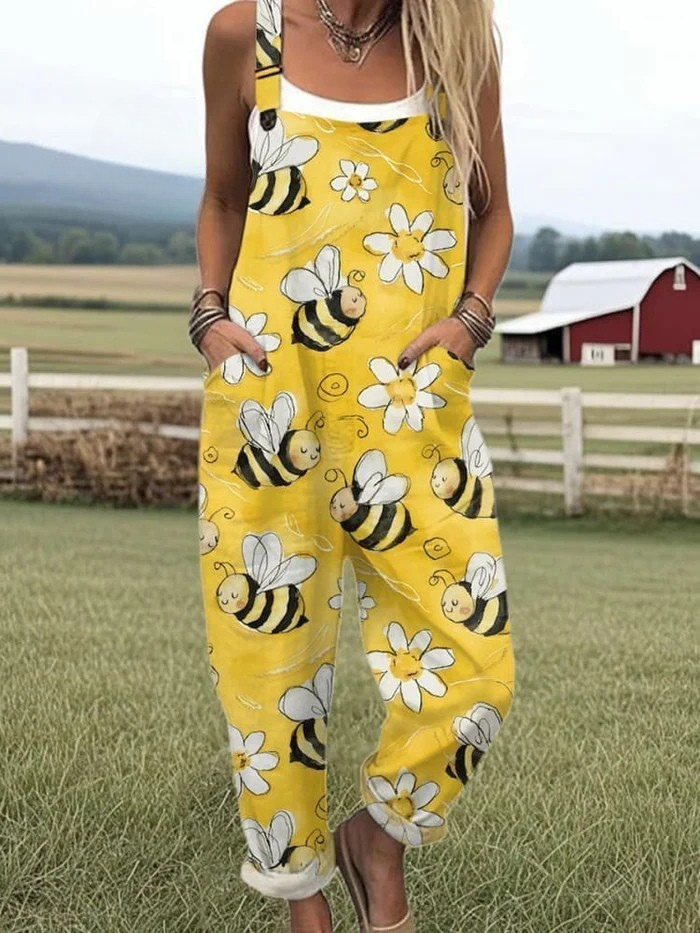 AURORA | FLYING BEES EMBROIDERY PATTERN JUMPSUIT
