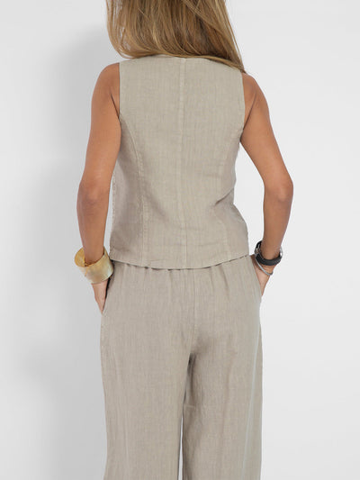 Jessica | Buttoned Vest & Wide-Leg Trousers Set
