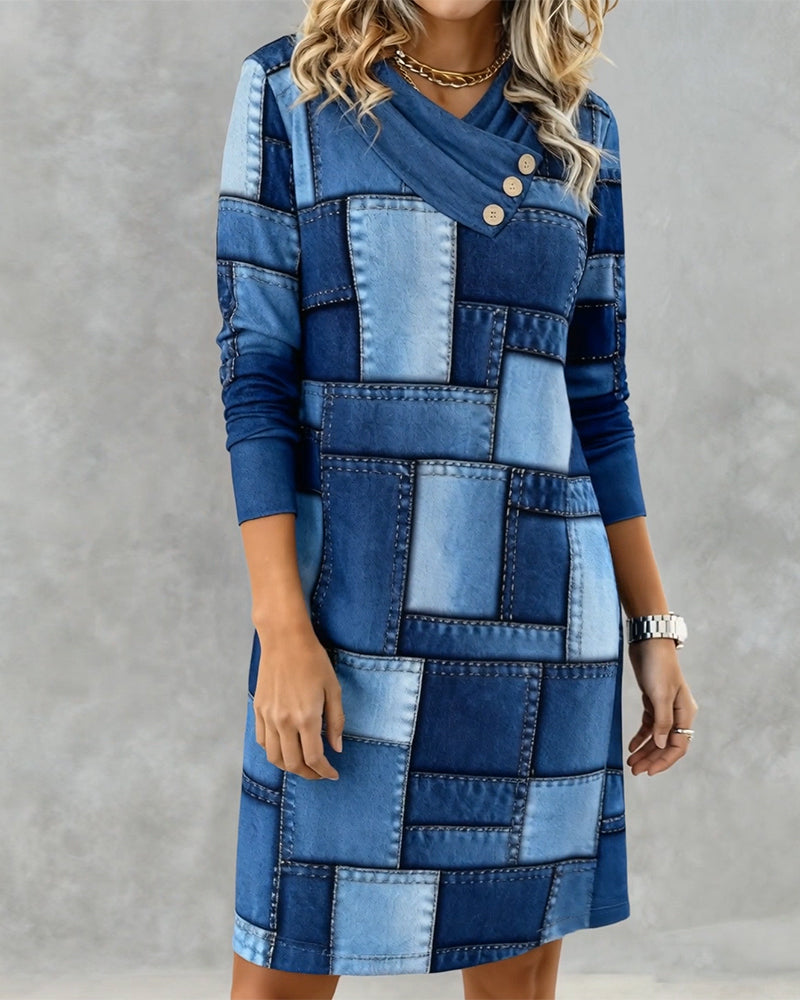 Sigrid | Denim Patchwork Winter Dress