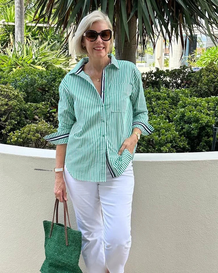 Camila | Chic Striped Button-Down Shirt