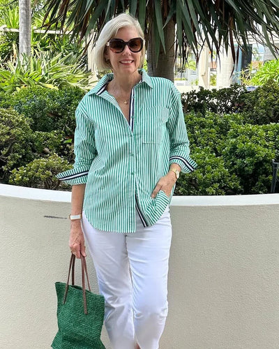 Camila | Chic Striped Button-Down Shirt