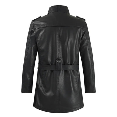 Pieter | Elegant Long Leather Biker Jacket
