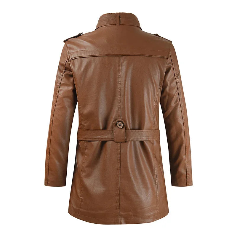 Pieter | Elegant Long Leather Biker Jacket