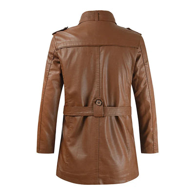 Pieter | Elegant Long Leather Biker Jacket